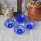 6 small cut glass bowls, vintage cobalt blue salt shaker