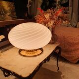 Large globe white swirl table wall or ceiling lamp in Murano glass italian vintage home decor MCM Midcentury modern flush mount sconce light