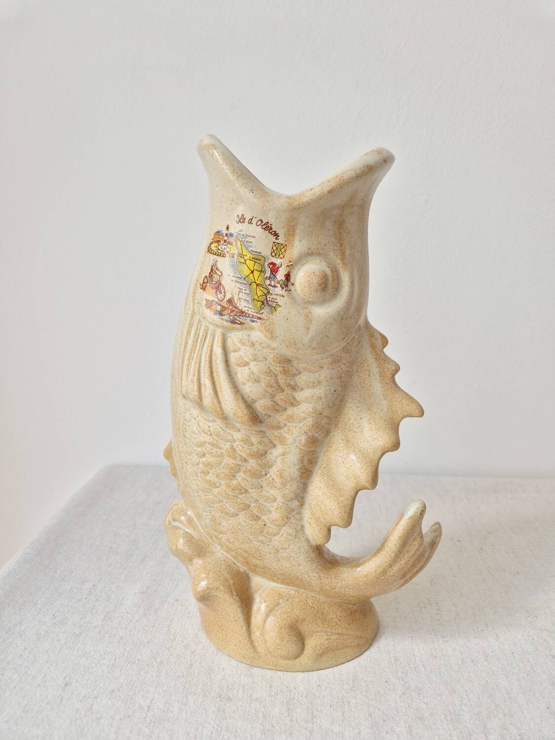 Ceramic fish vase/carafe "Île d'Oleron" - Vintage