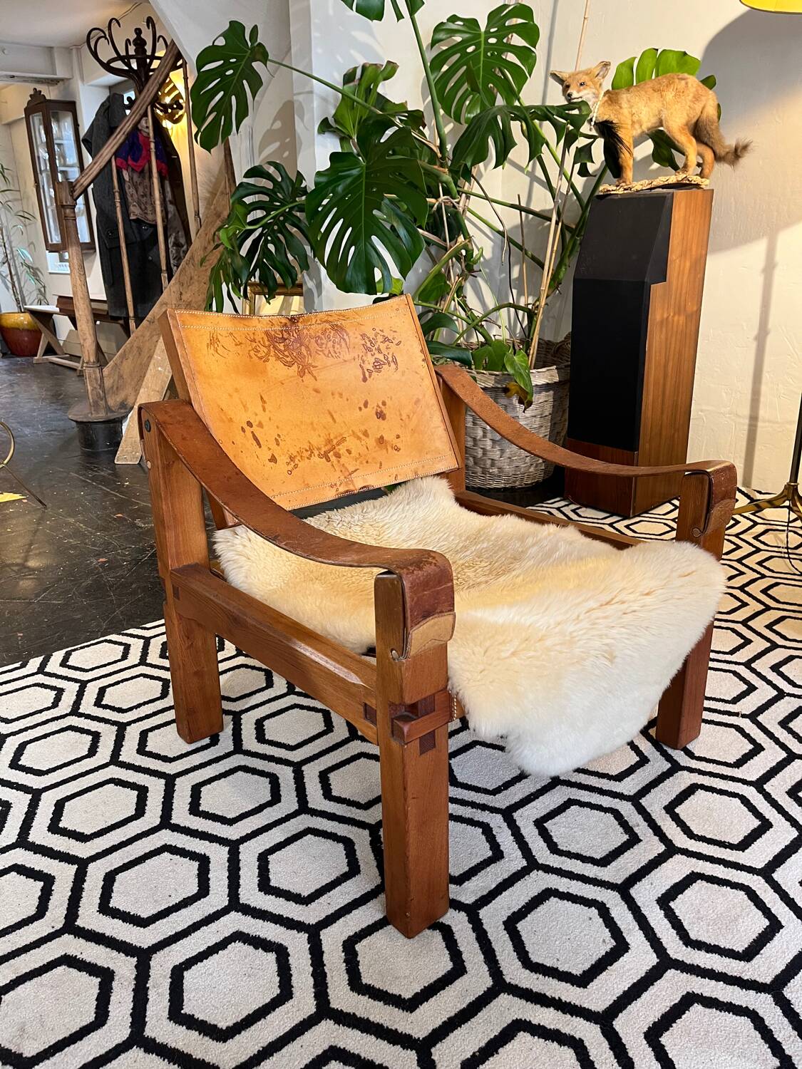 Pair of armchairs and a footrest Pierre Chapo 1960