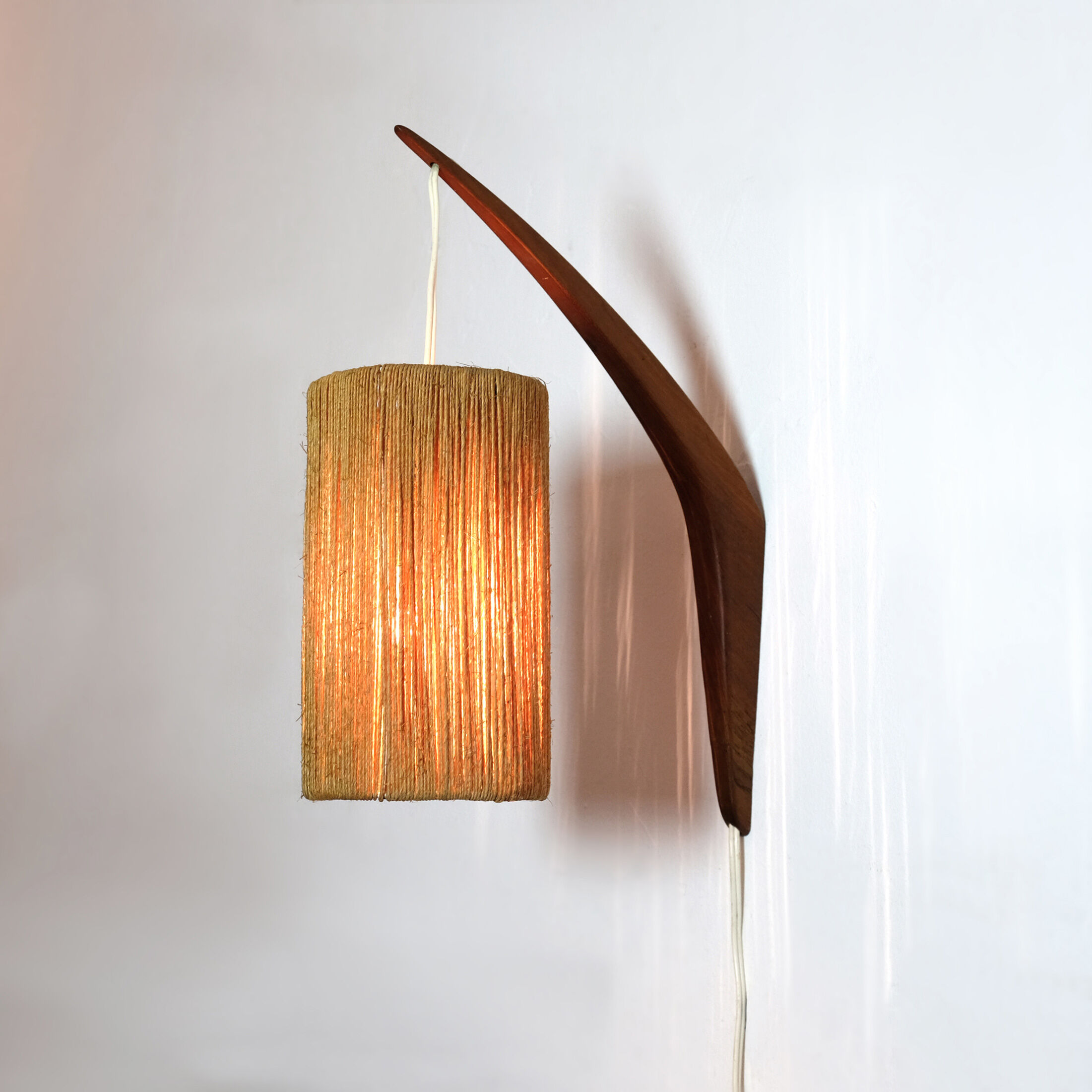 Scandinavian wall lamp wood and rope attributed to Ib Fabianssen