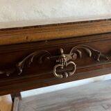 Console table in wood and pink marble