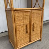 Meuble étagère en rotin et bambou
