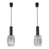Paire de suspensions en verre de Murano marbré.