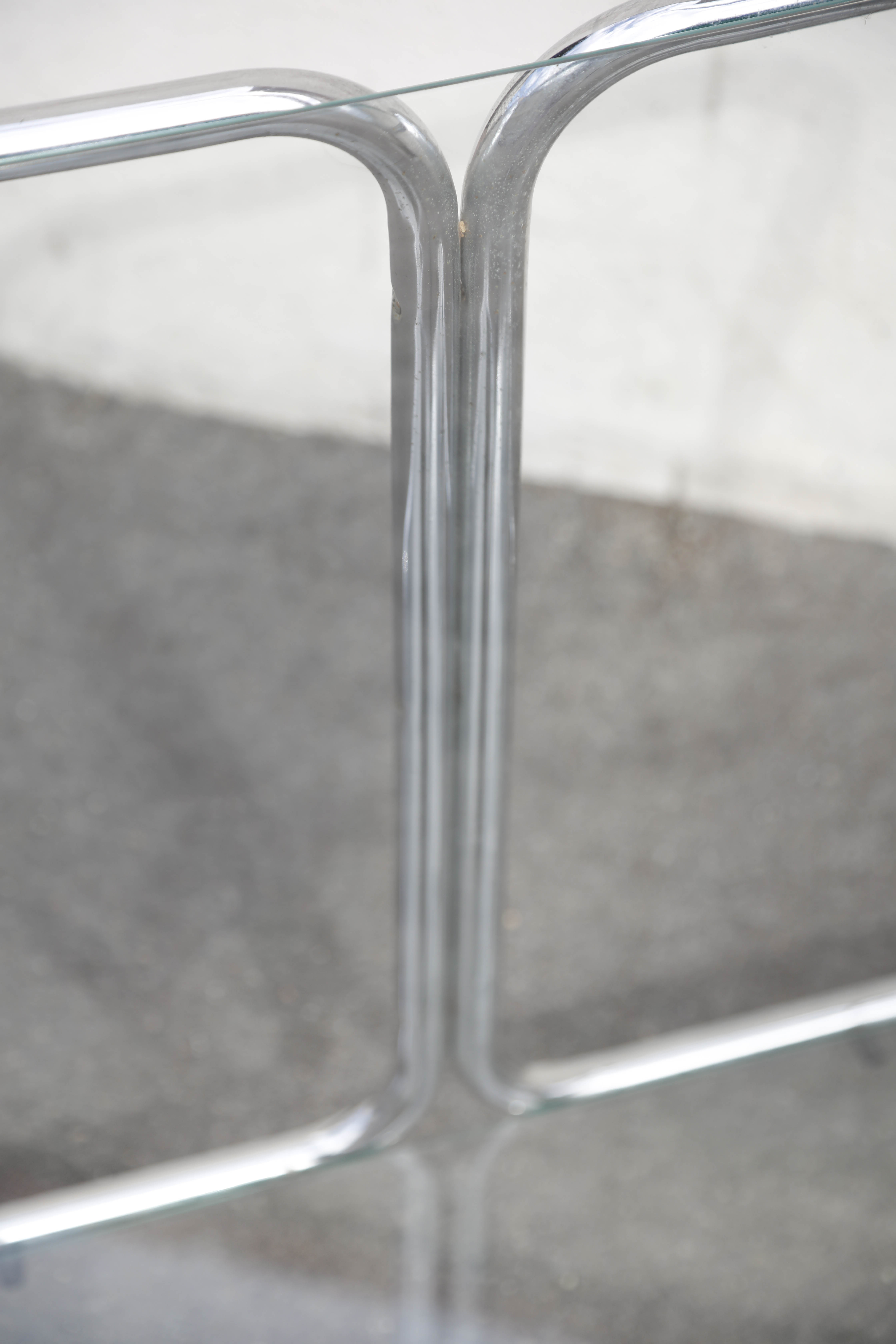 Console stainless glass italy 1970