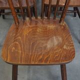 Set of 10 wooden vintage Windsor bars chairs from the 70s in English style
