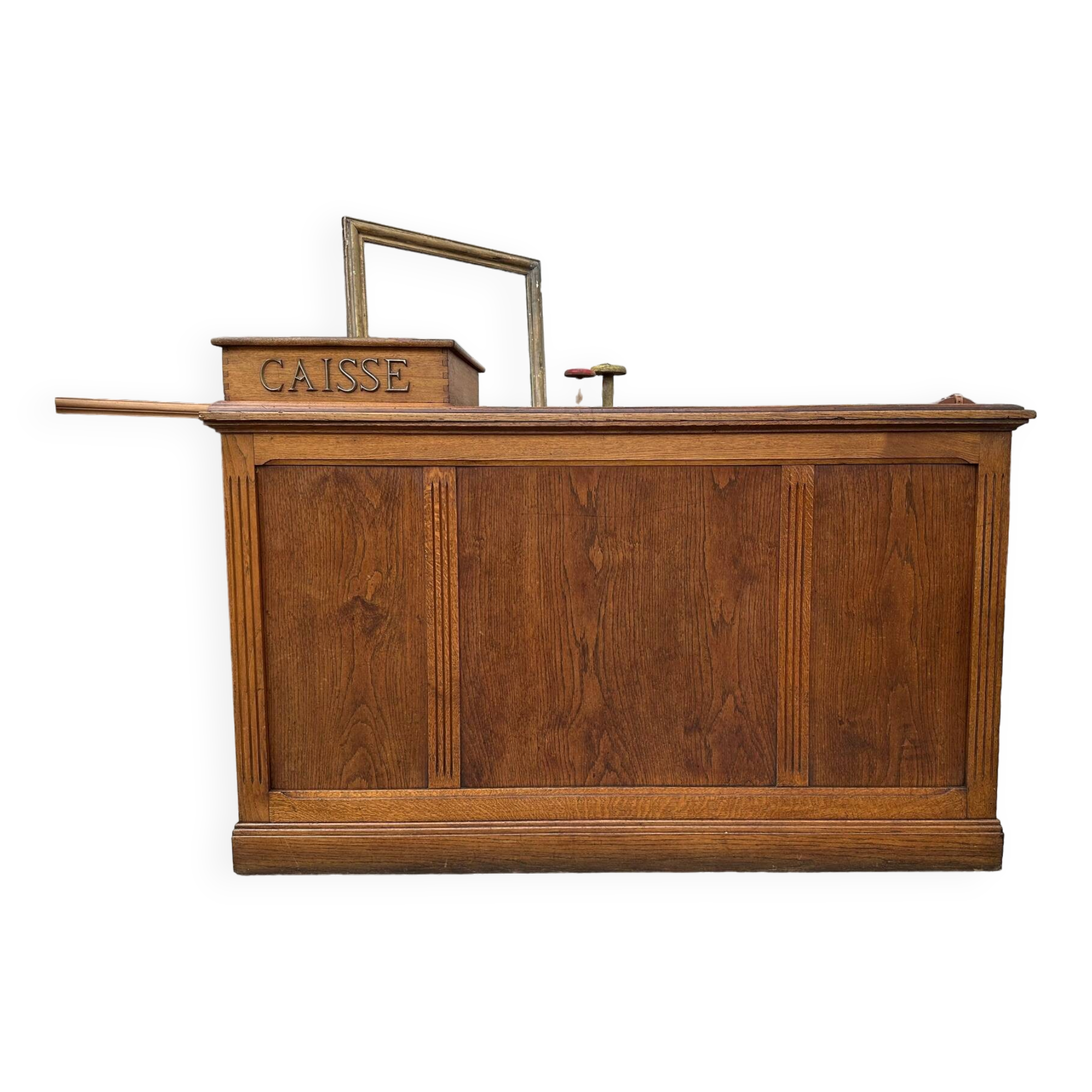 Oak cash register counter from the early 20th century