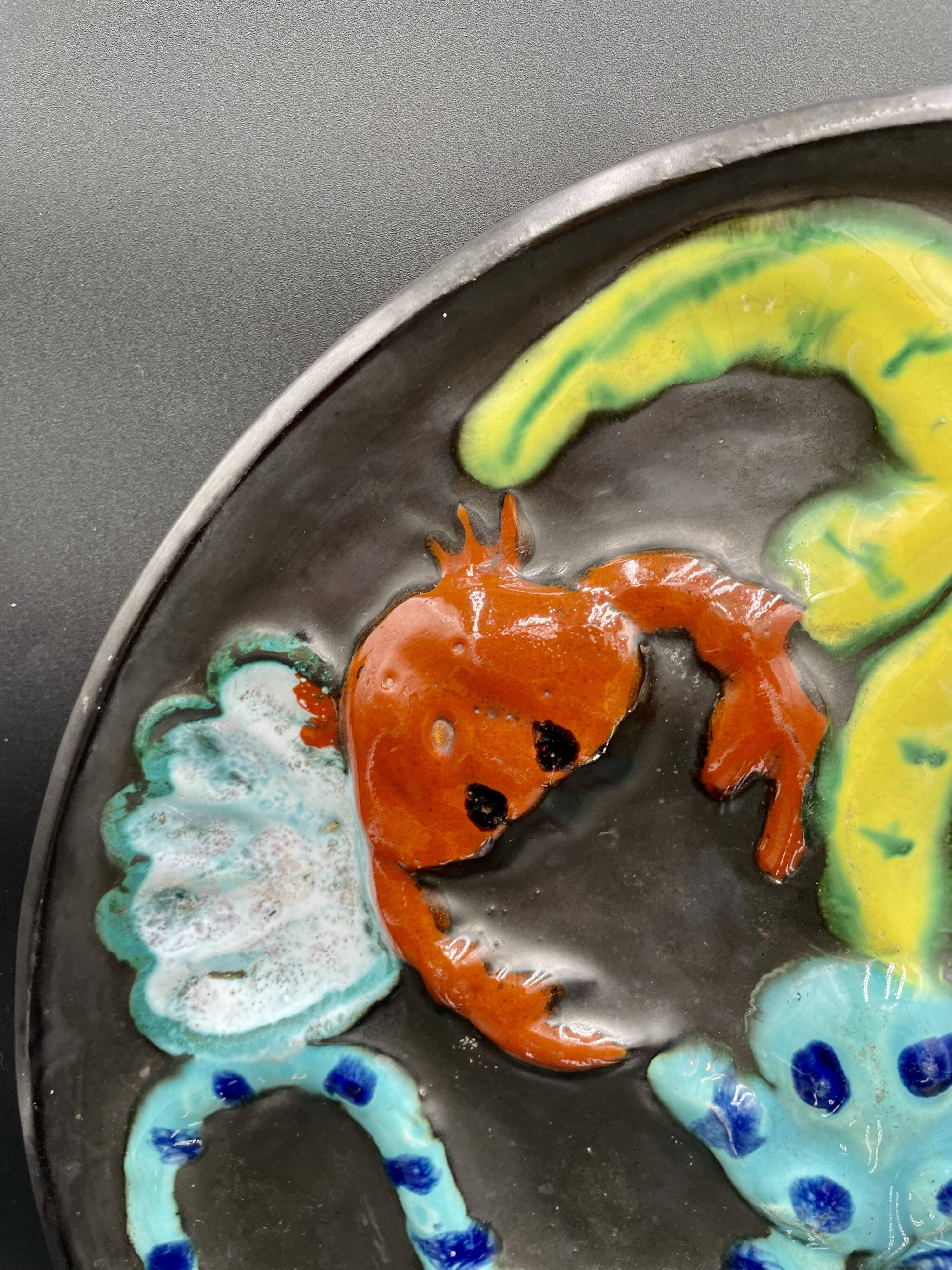 Large oyster or shellfish dish signed cérenne