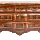 Tomb-shaped commode in Louis XV style with decoration featuring Spanish figures.