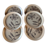 6 assiettes plates anciennes en grès