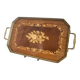 Vintage Italian Sorrento Wood Marquetry Brass Serving Tray 36