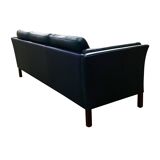 Vintage danish three seater leather sofa