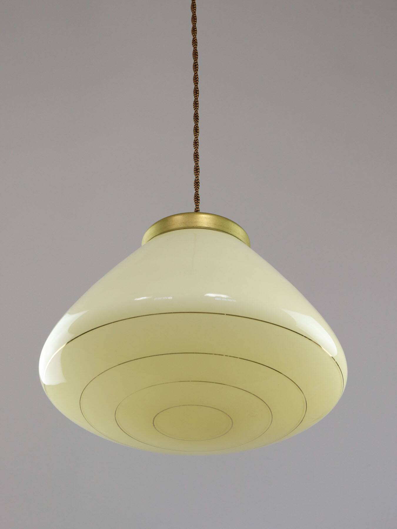 Mid-Century Modern Italian Yellow Glass and Brass Pendant Lamp, 1960s