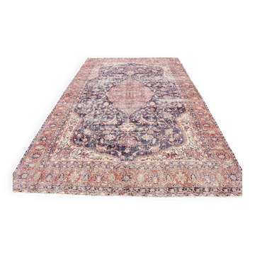 Tapis persan vintage de style oriental bleu marine, 228x338 cm