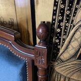 Louis XVI style bed blue velvet