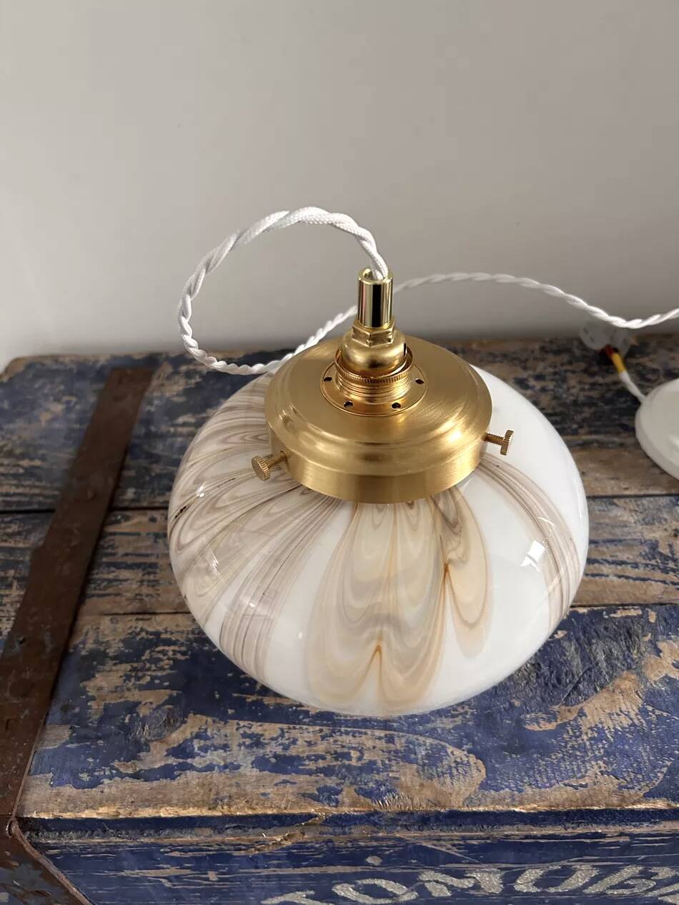 Vintage marbled opaline pendant light