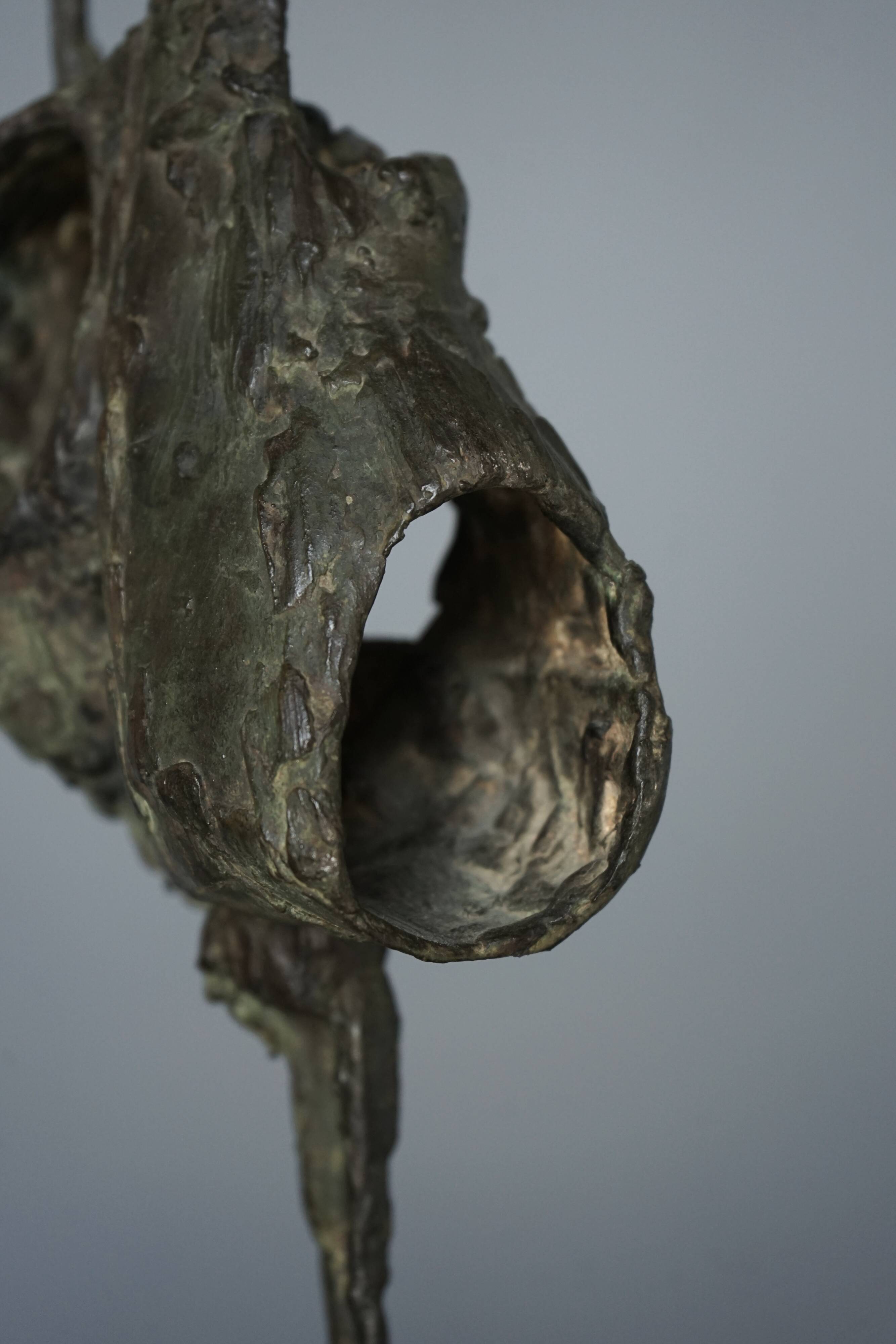 Jetty Homan, Abstract Sculpture, 1970s, Bronze & Teak