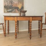 Victorian dining table, around 1840, solid oak, extendable