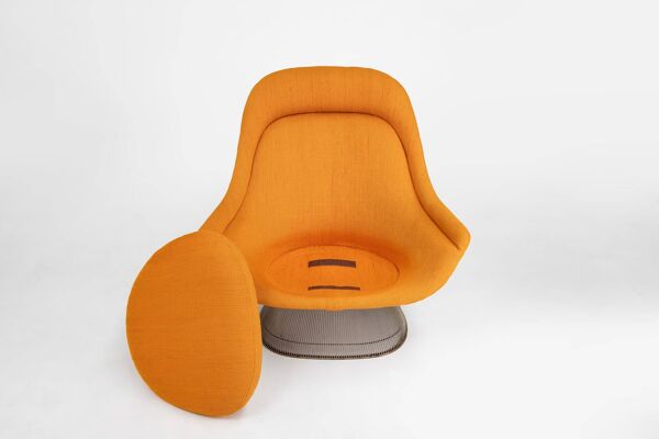 Ensemble de fauteuil Easy Chair et repose-pieds Model 1705 par Warren Platner pour Knoll, 1