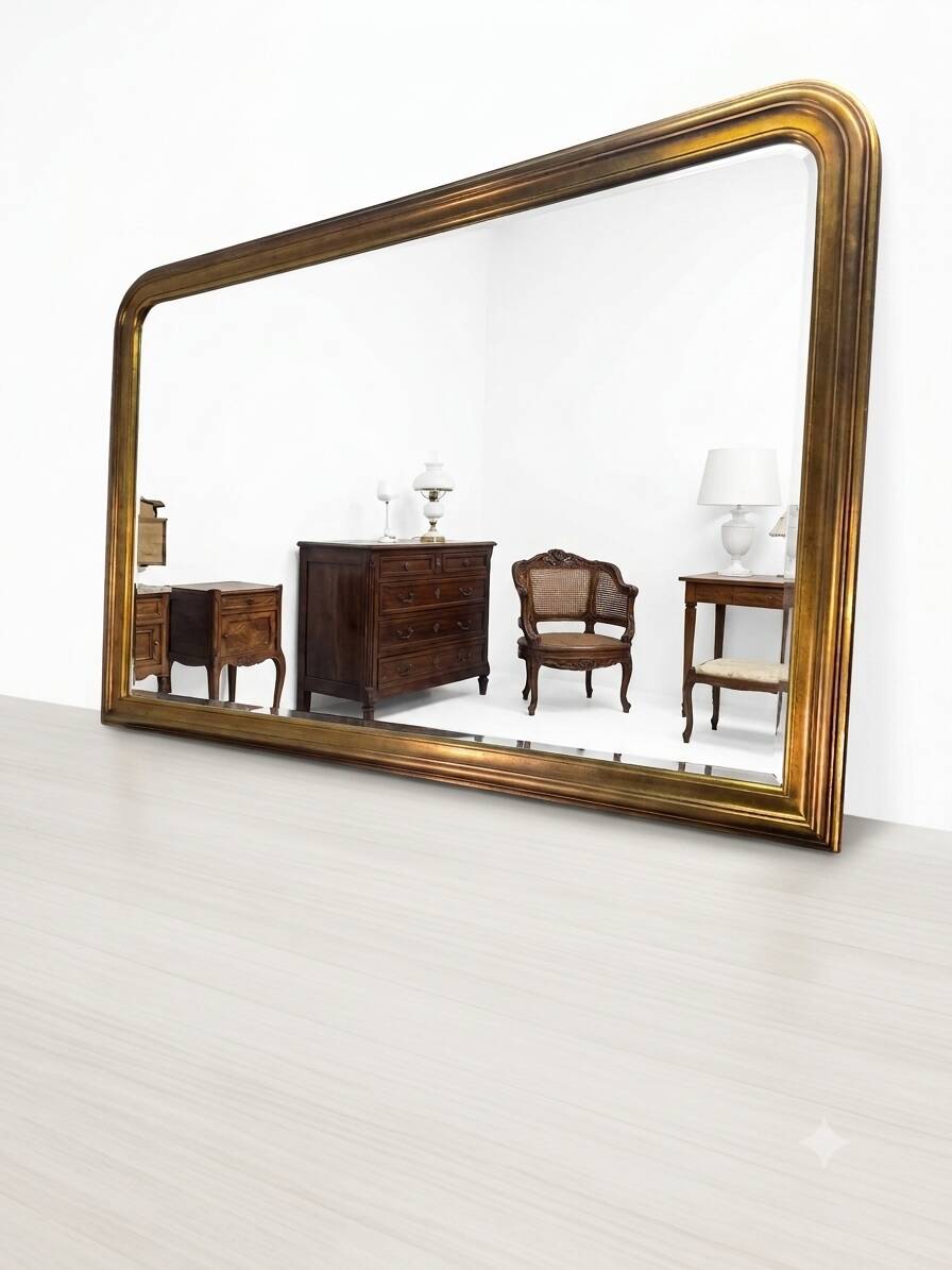 Louis Philippe style gilded mirror, mid-20th century, bevelled mirror.
