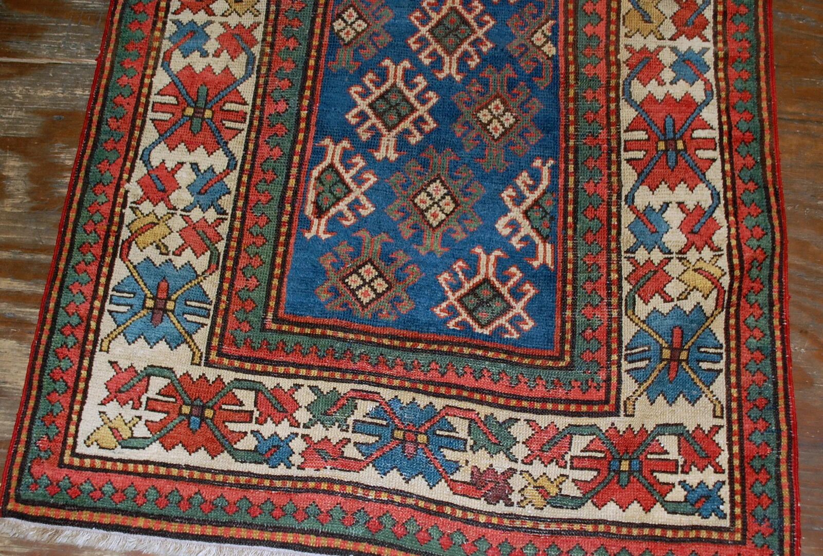 Handmade antique Armenian Gandzak rug 97cm x 244cm 1880s