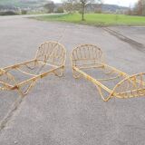 Old rattan bed pair