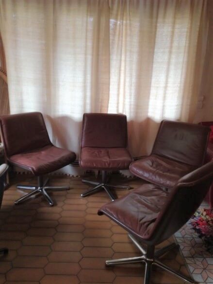 Set of four leather chairs Wilkhahn Germany design 1981