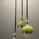Mid-century lime green opaline glass light pendant