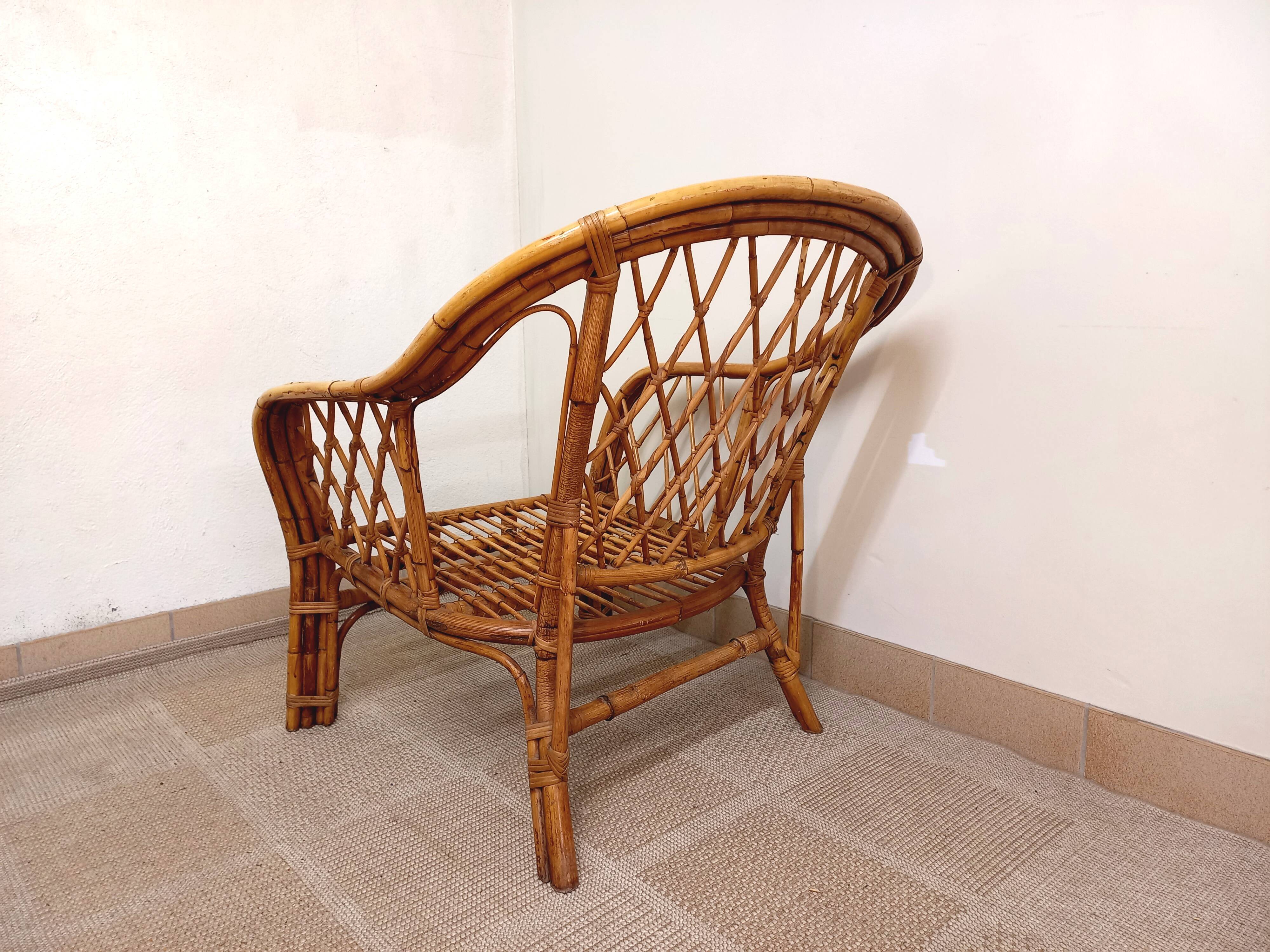 Vintage rattan armchair 60s