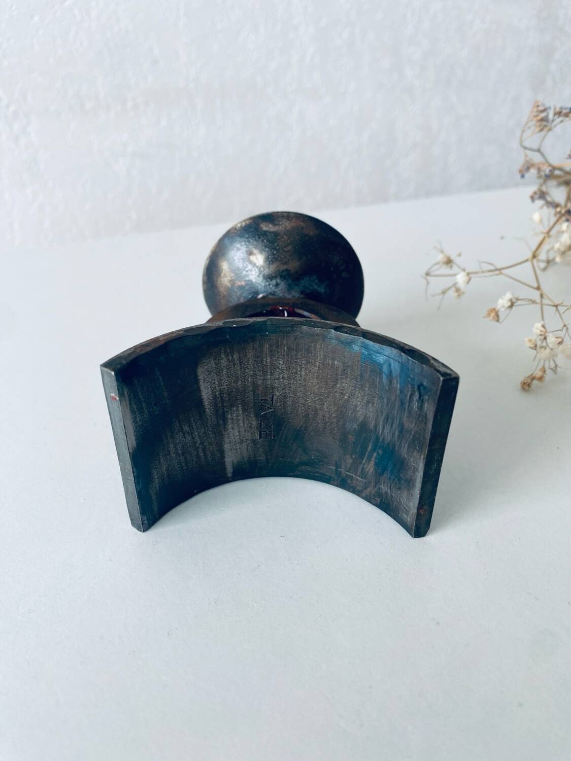 Monastic iron candle holder signed Taizé