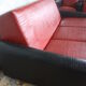 3-seater sofa and 2 rockabilly chairs in red and black skai