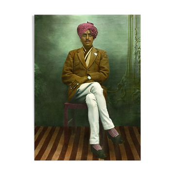 Portrait d’un gentleman inconnu, Rajasthan vers 1920, photographie ancienne colorée