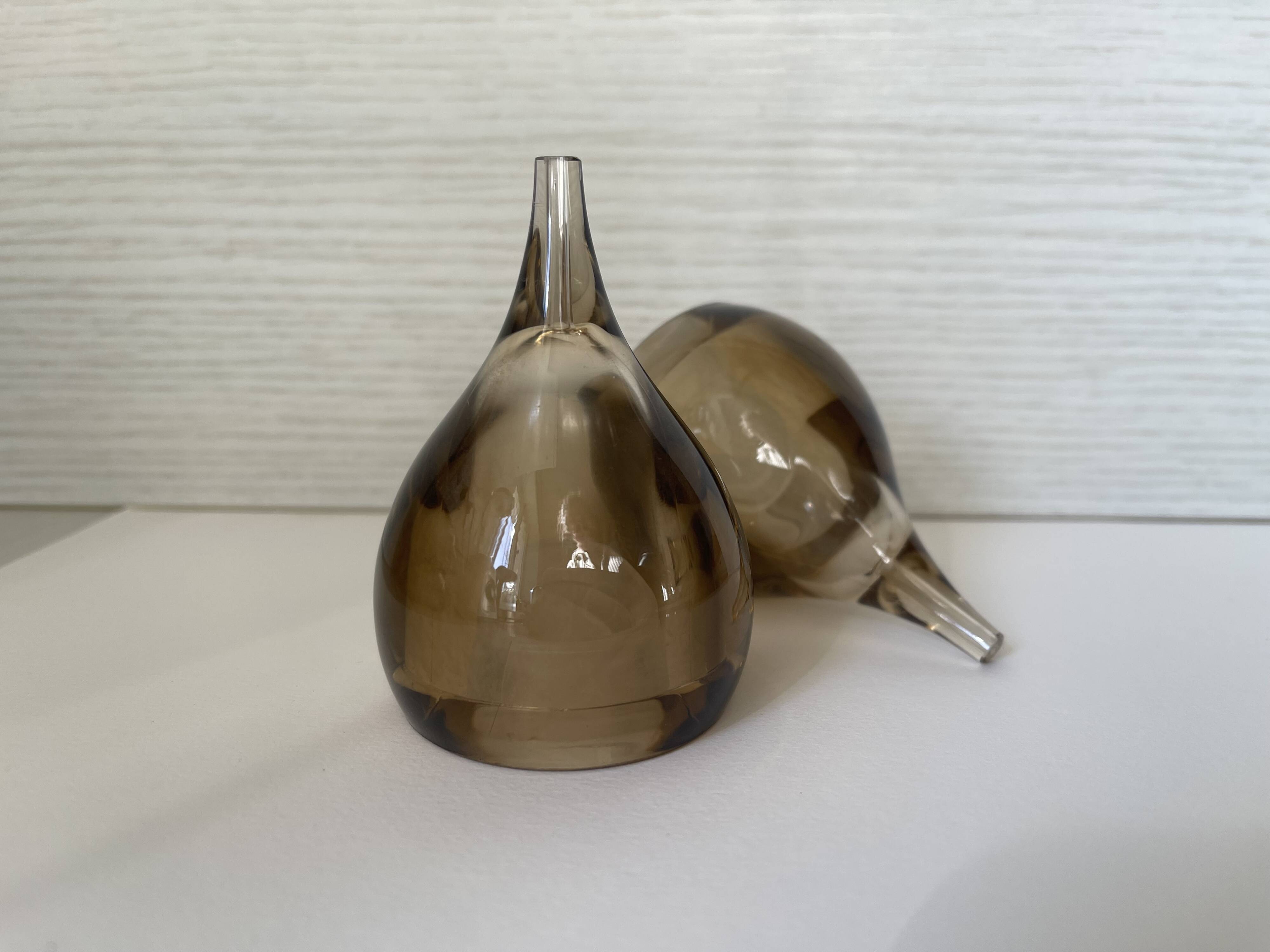 Smoked pepper and salt shaker set Guzzini Tear Drop MCM 60's vintage