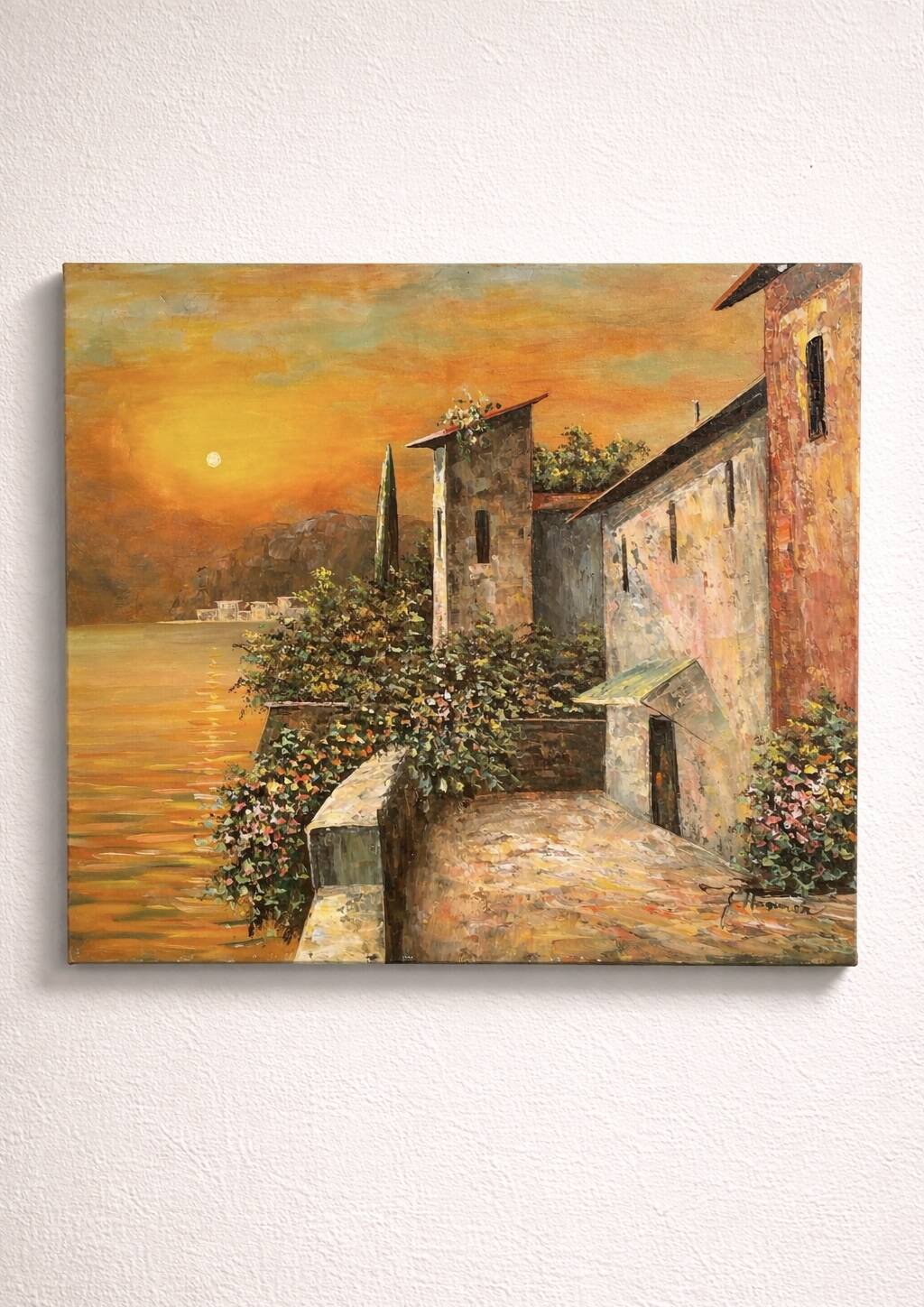 Mediterranean sunset oil on canvas signed