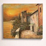 Mediterranean sunset oil on canvas signed