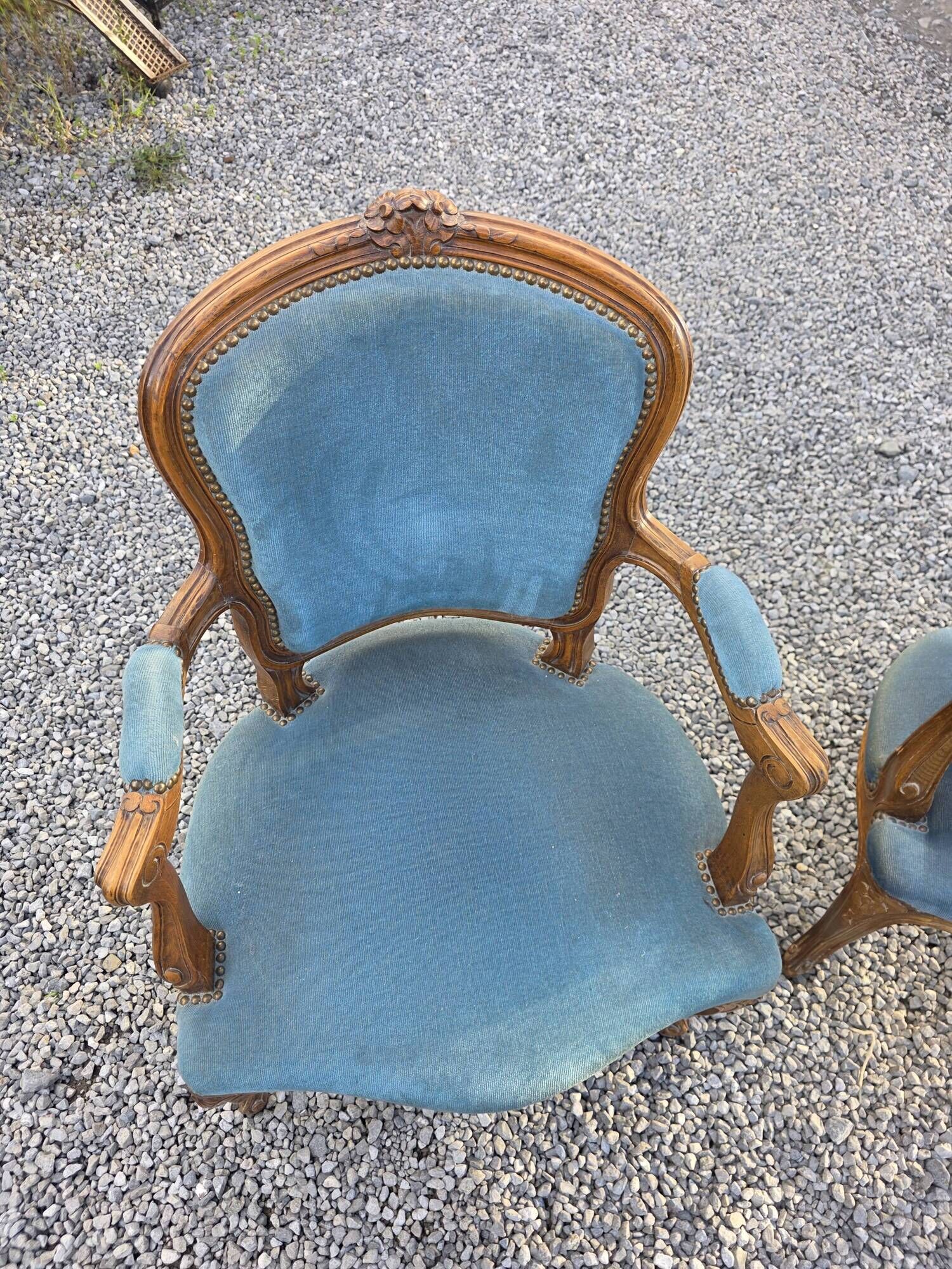 Pair of Louis XV style cabriolet armchairs