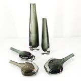 Collection de 5 vases Scandinaves en verre sommerso Nils Landberg pour Orrefors