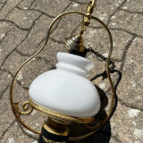 Brass and opaline pendant light