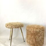Vintage ottoman and stool set