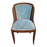 Chaise gondole, esprit empire, velours bleu, chêne foncé, début XXème s.