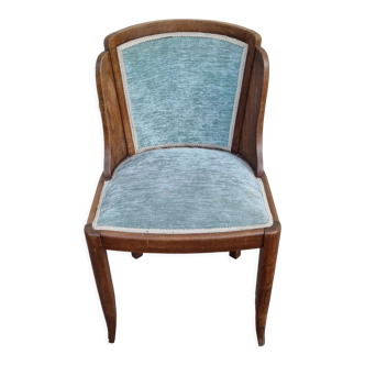 Gondola chair, empire spirit, blue velvet, dark oak, early twentieth century.