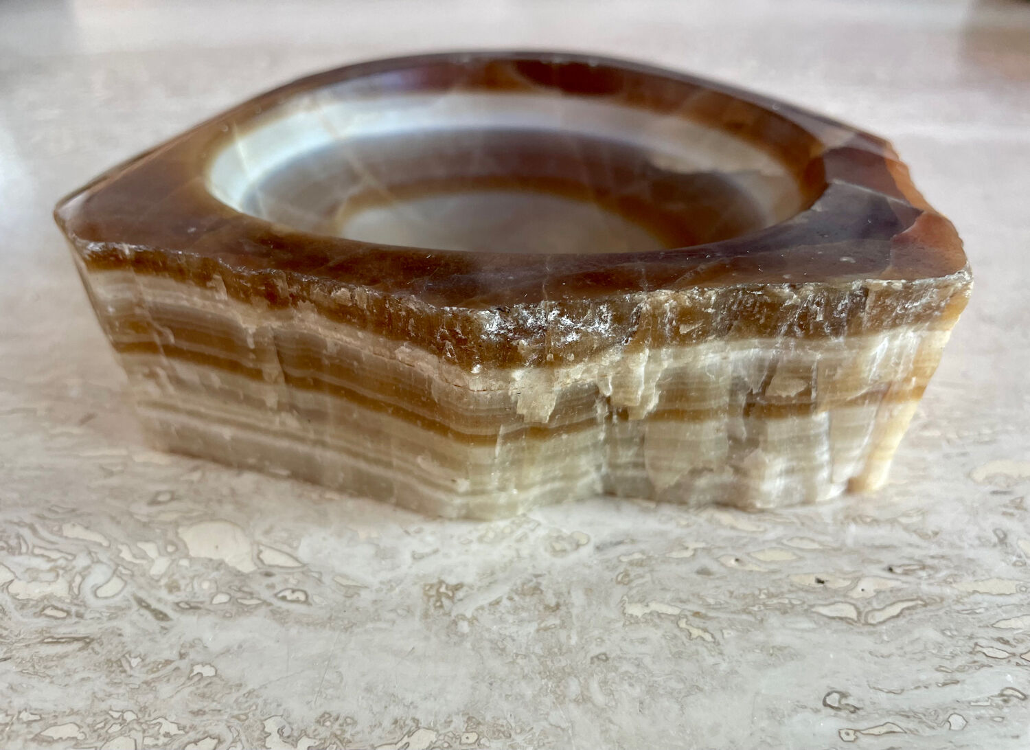 Brutalist vintage onyx marble ashtray