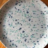 Set of 2 dinner plates and 2 dessert plates with blue terrazzo pattern