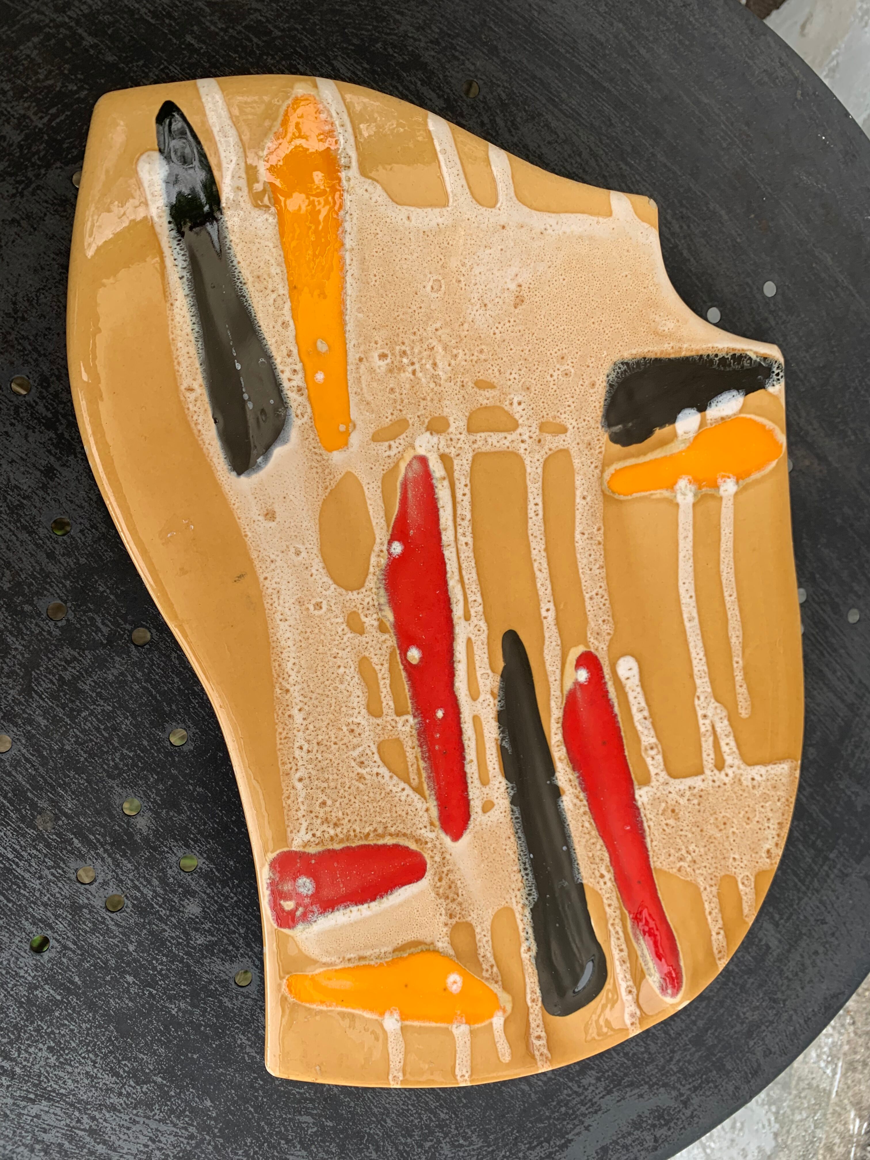 Flat, fruit cup design and vintage glazed ceramic