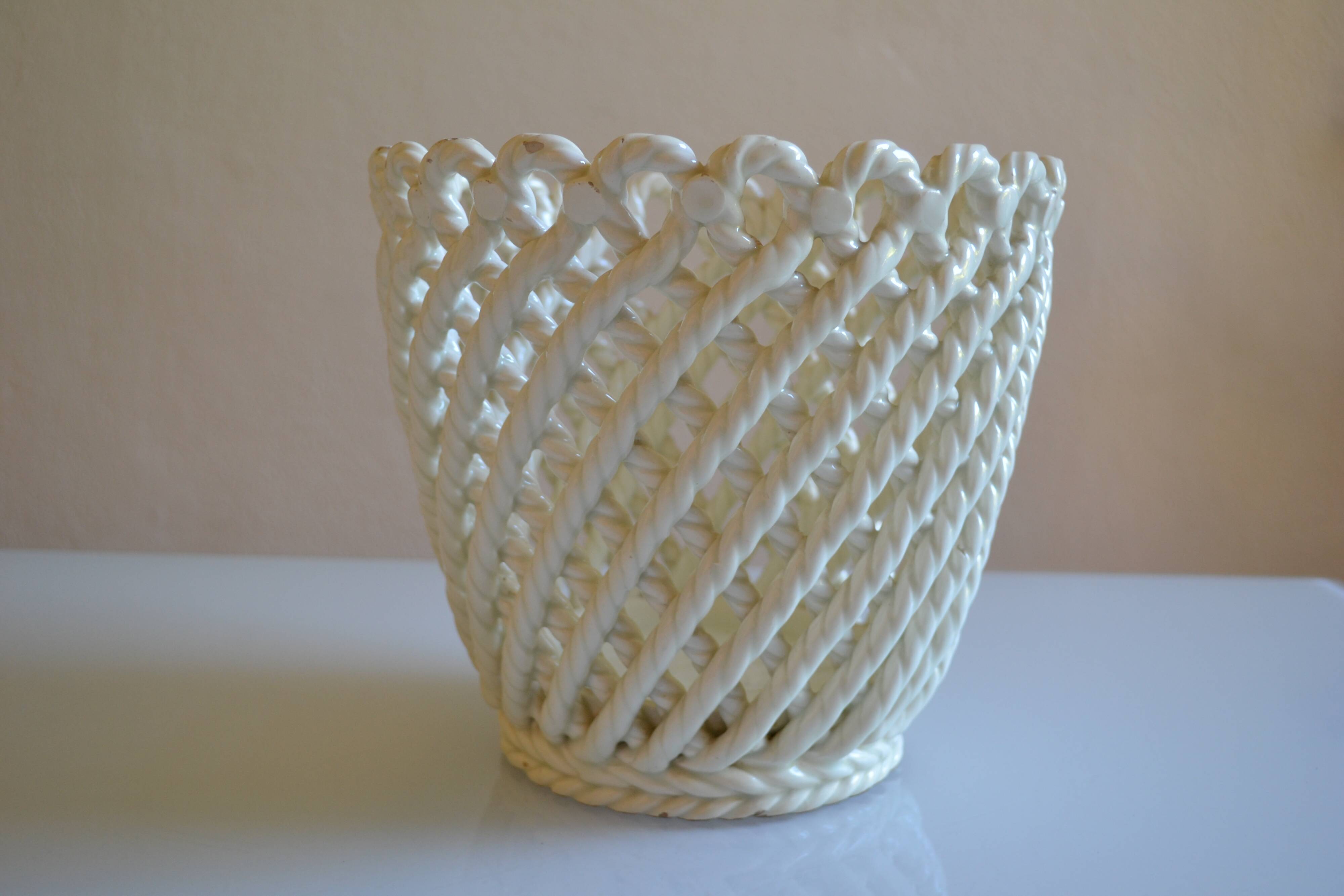Woven ceramic cache-pot DLG Emile Tessier Pichon Uzès