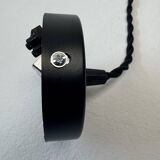 Suspension industrielle ancienne emaillee bleue