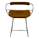 Bar stool with a back, aged silver metal and natural tobacco leather, organic design.