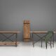 Industrial Side Table with Metal Frame and Wooden Top and Removable Platfor