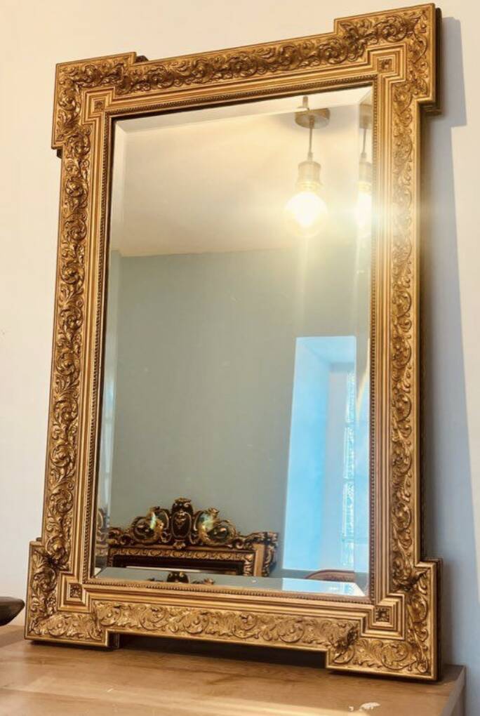 Antique gold leaf mirror – 99×67cm – bevelled glass,