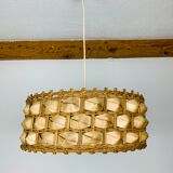 Suspension rattan and palm leaves chic jungle style